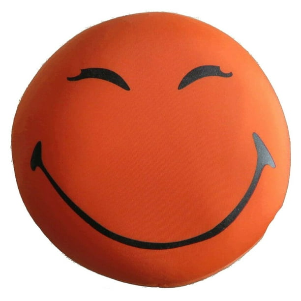 Orange 13 x 13 x 6 Tache Home Fashion Crazy Face Decorative Round Squishy Soft Microbead Emoji Smiley Toss Throw Pillow 